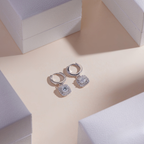 ELVORIA Square Moissanite Stud Earrings 5mm – Platinum Plated 925 Sterling Silver (GRA Certified)