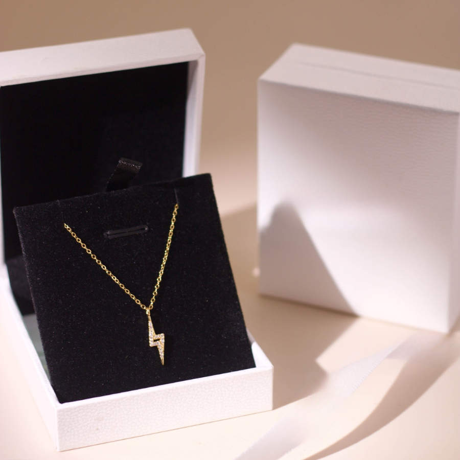 ELVORIA Lightning Necklace – 18K Gold Plated 925 Sterling Silver