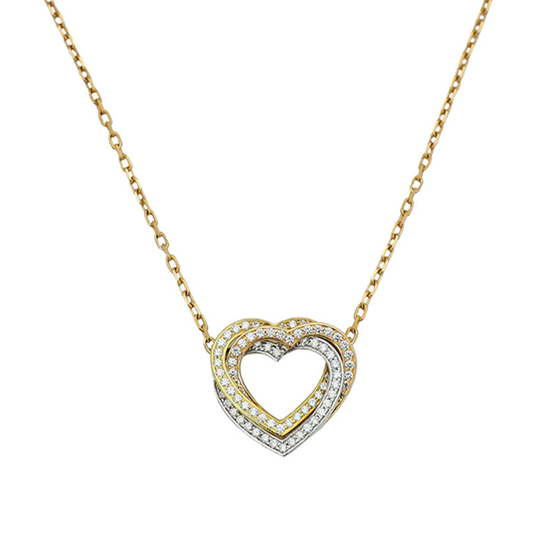 18K Celestial Trinity Heart Full Diamond Necklace