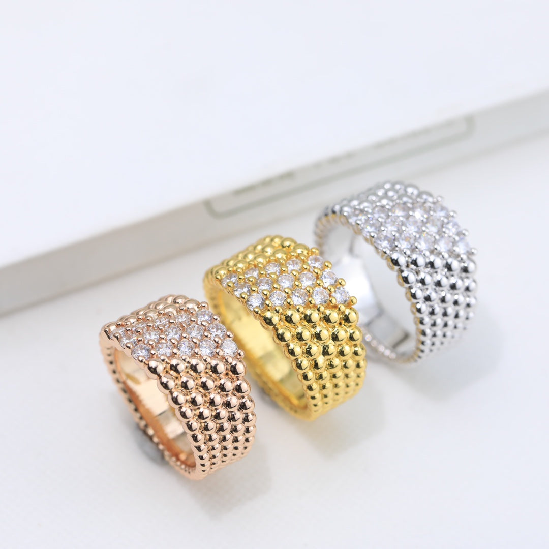 18K Celestial Perl̩e Diamonds Five Rows Ring