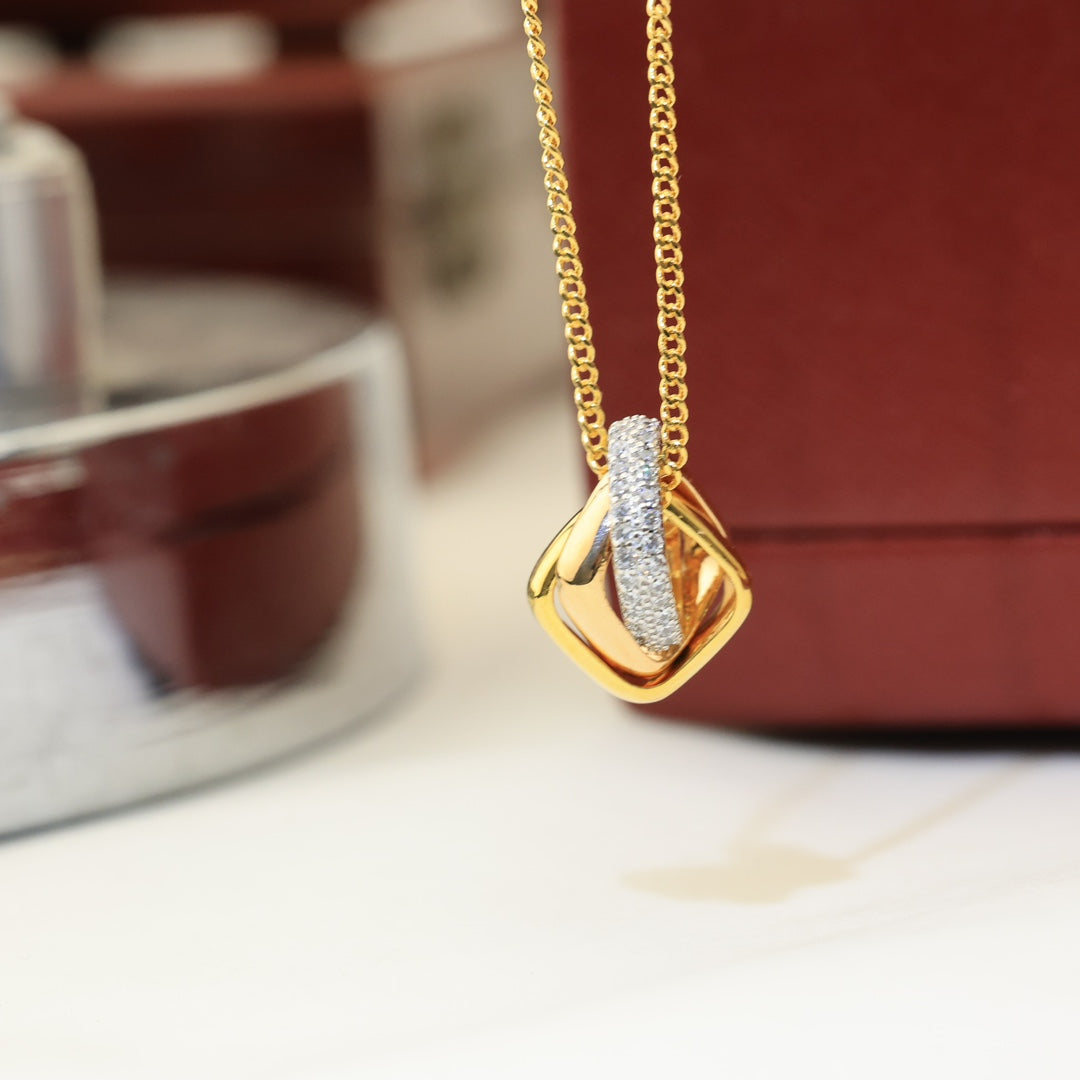18K Celestial Trinity Cushion Diamond Necklace