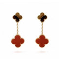 18k Magic Alhambra Carnelian & Tiger Eye Earrings