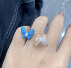 18K Celestial Two Butterfly Between the Finger Turquoise Ring