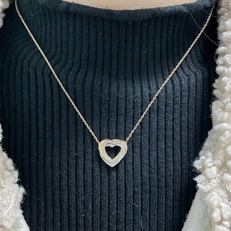 18K Celestial Trinity Heart Full Diamond Necklace