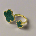 18K Celestial Magic Alhambra Malachite Clover Ring