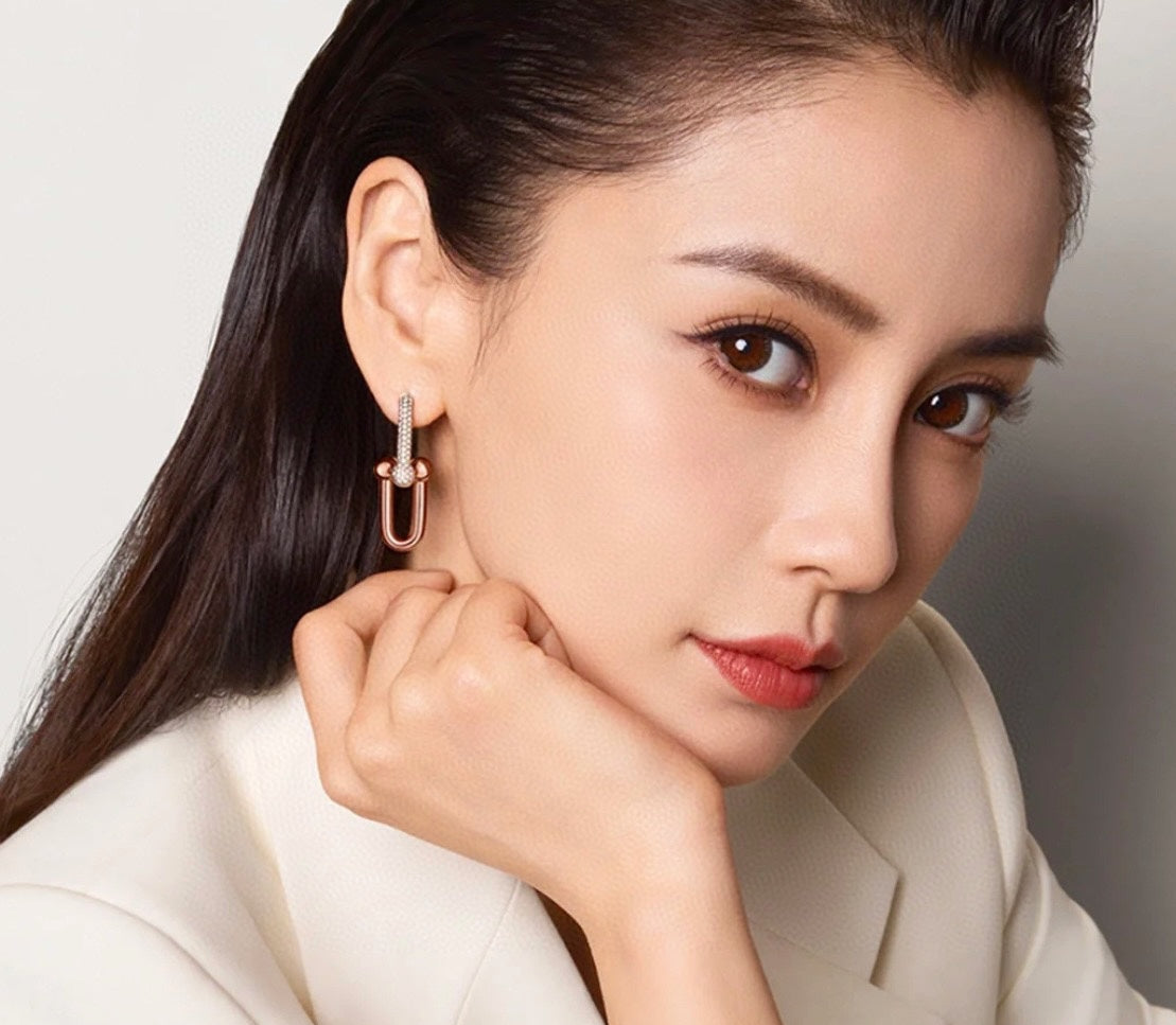 18K Celestial T HardWear Large Link Diamonds Earrings