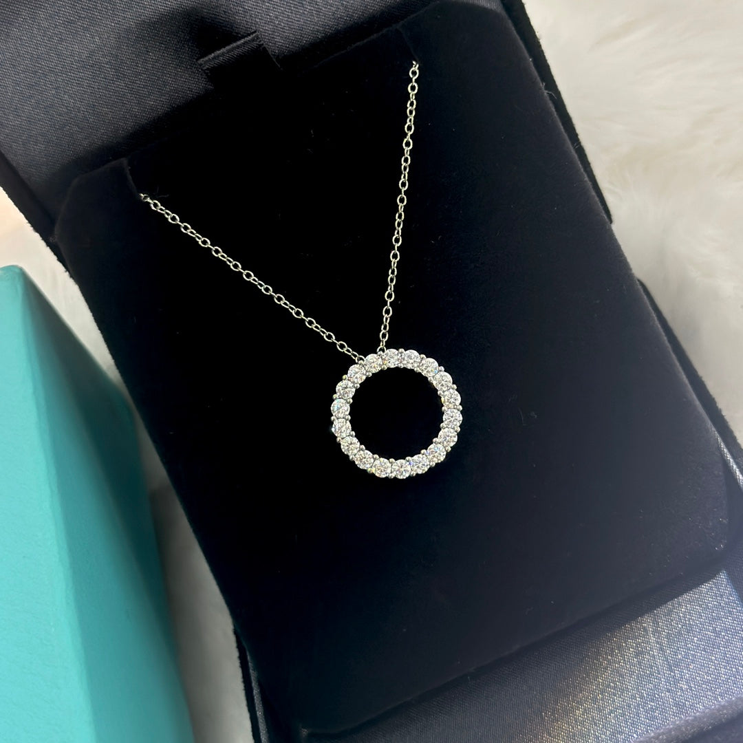 18K Celestial T Circle Diamonds Necklace