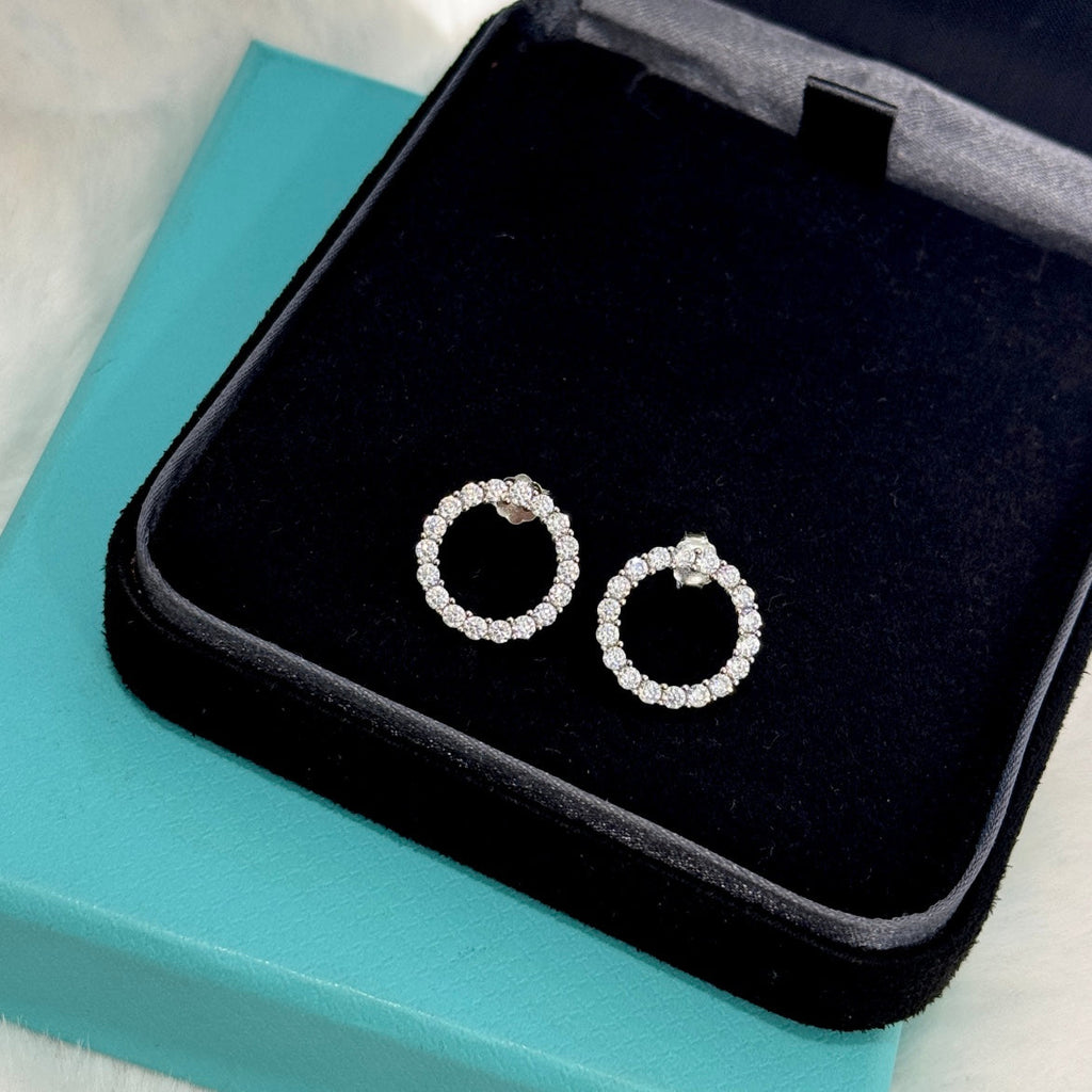 18K Celestial T Circle Diamonds Earrings