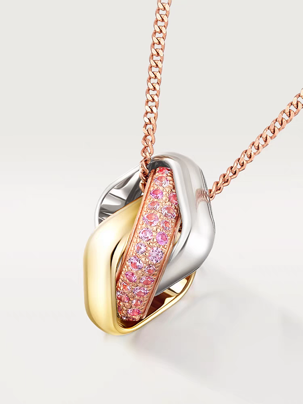 18K Celestial Trinity Pink Diamond Necklace