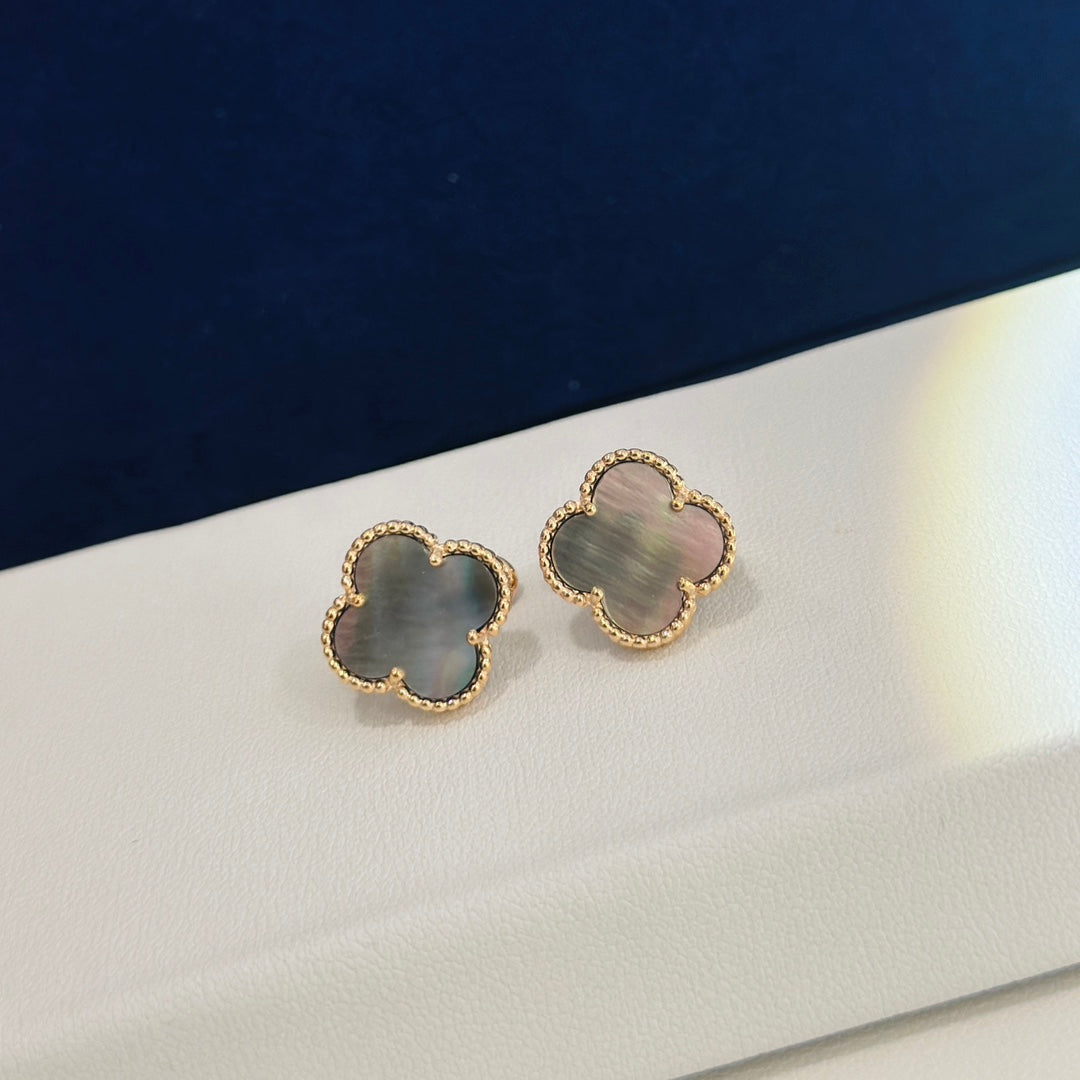 18K Celestial Vintage Alhambra Grey Earrings