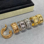 18K Celestial Yellow Gold Perl̩e Clovers Hoop Earrings