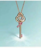 18K Celestial T Keys Woven Pink Diamonds Medium Necklace