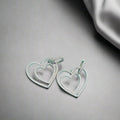 18K Celestial T Double Heart Diamond Earrings