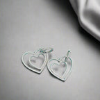 18K Celestial T Double Heart Diamond Earrings