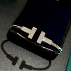 18K Celestial T Wide Diamond Wire Bracelet