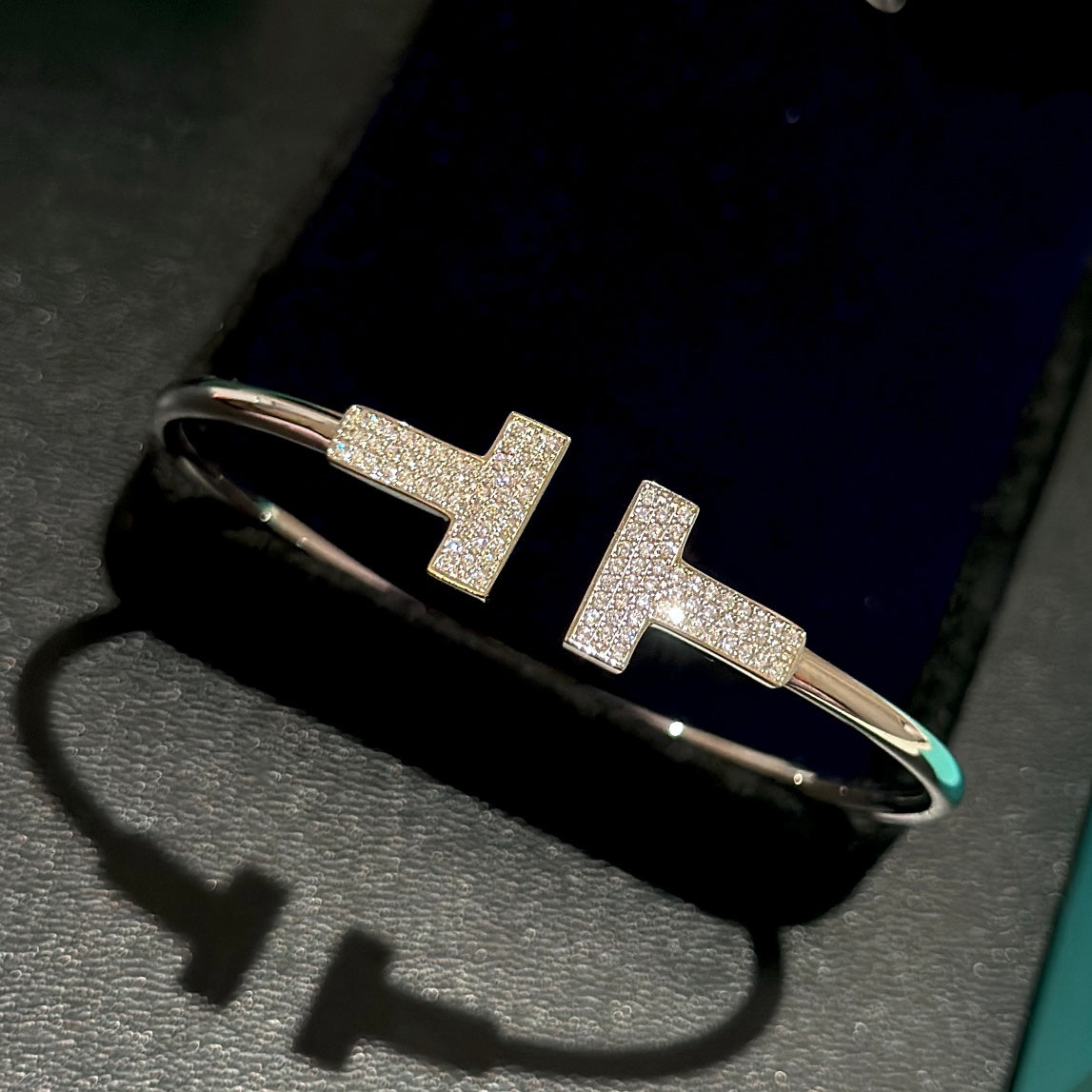 18K Celestial T Wide Diamond Wire Bracelet