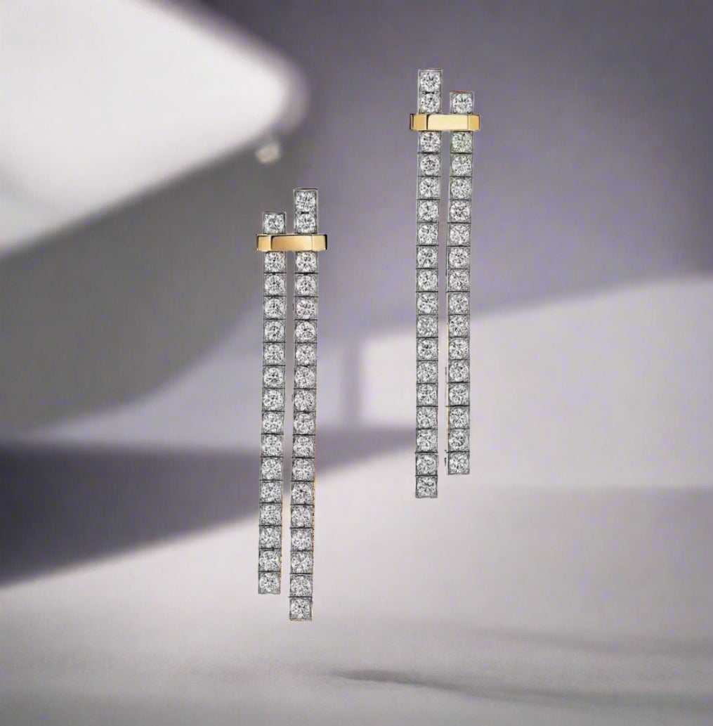 18K Celestial T Edge Drop Earrings