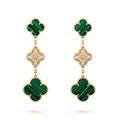 18k Magic Alhambra Three Malachite Motifs Earrings