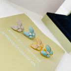 18K Celestial Two Butterfly Turquoise Earrings