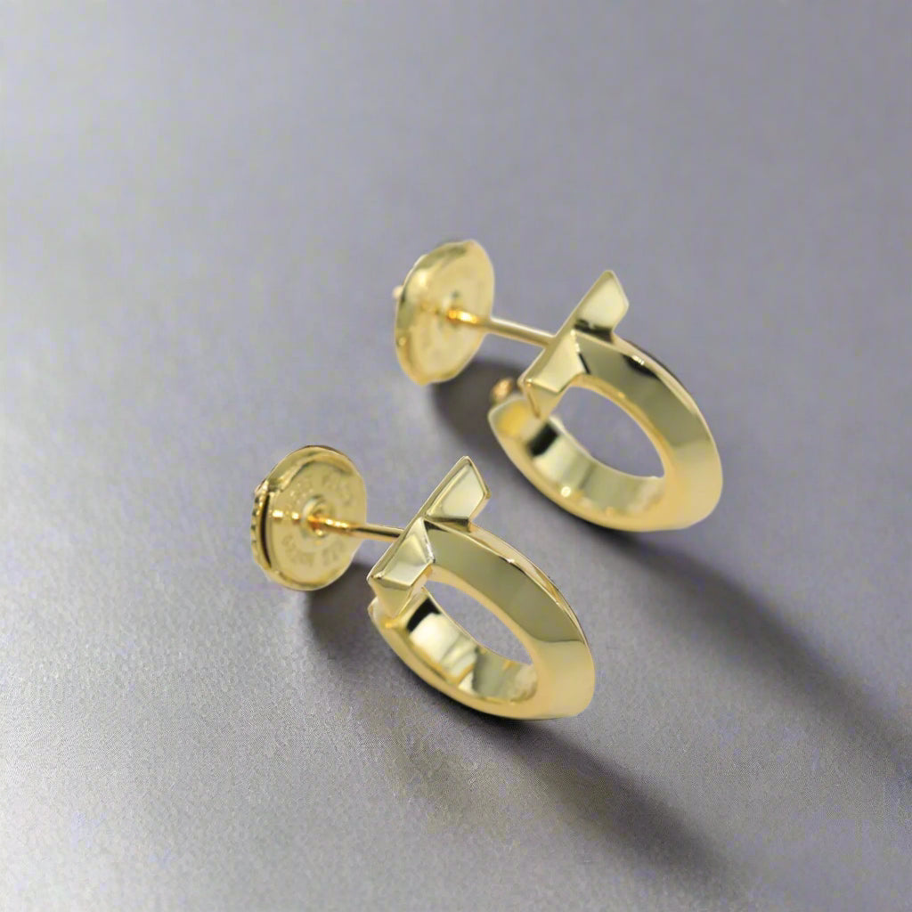 18K Celestial T Hoop Earrings