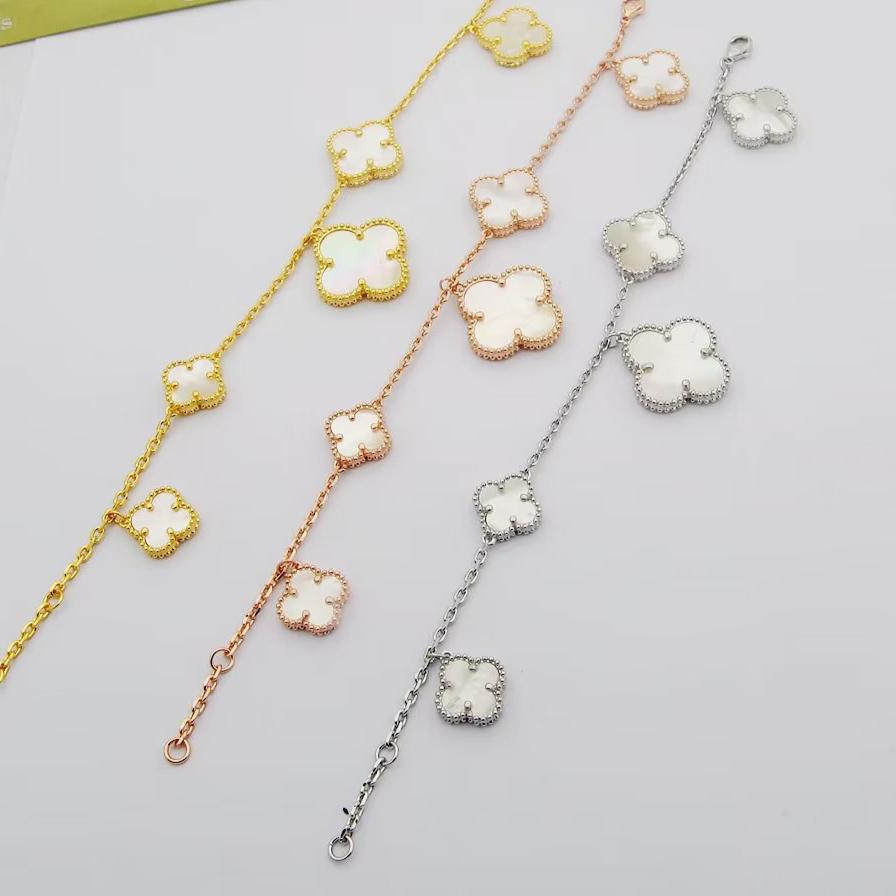 18K Celestial Magic Alhambra Five Pearls Motifs Clover Bracelet