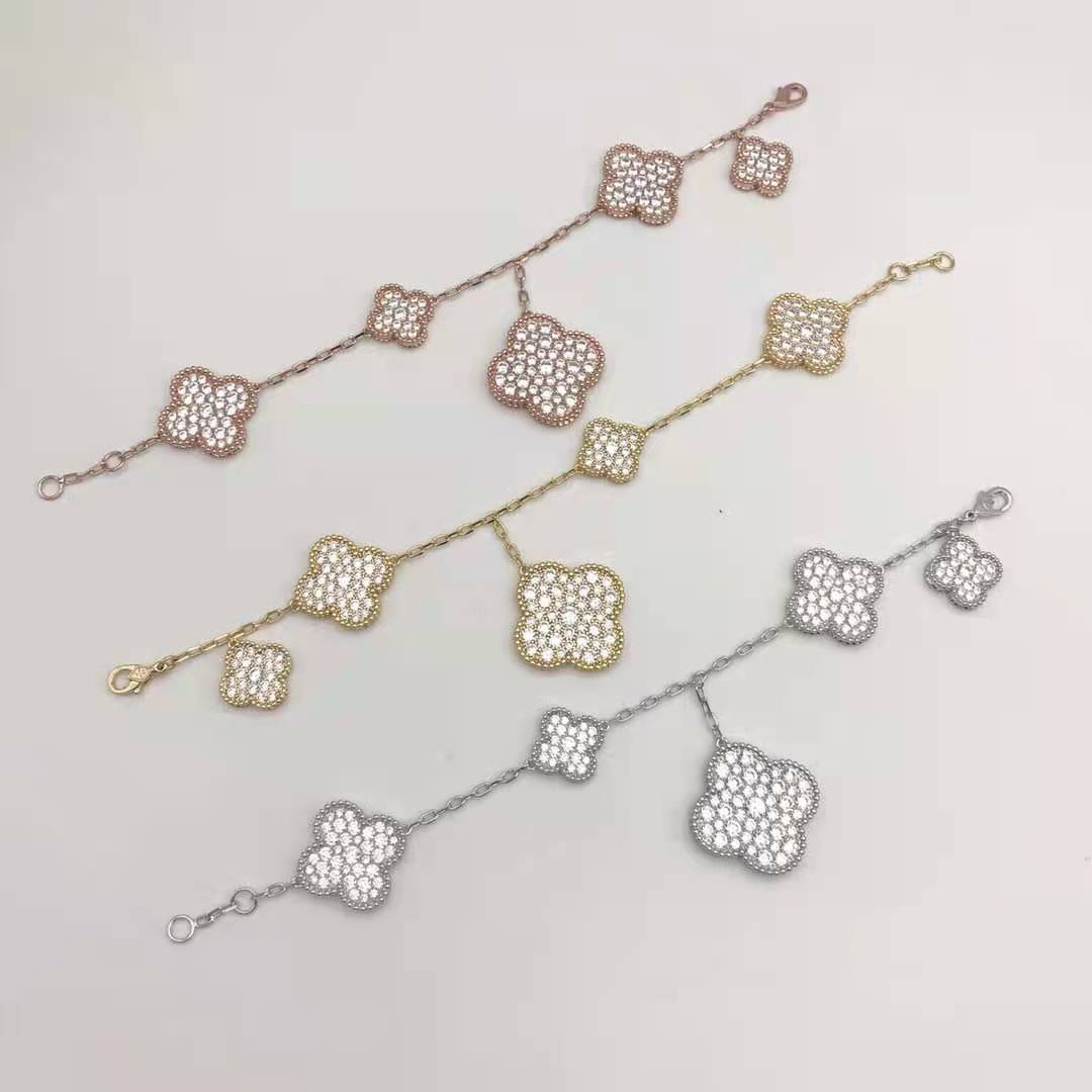 18K Celestial Magic Alhambra Five Motifs Diamonds Bracelet