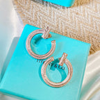 18K Celestial T T1 Open Hoop Rose Gold Earrings