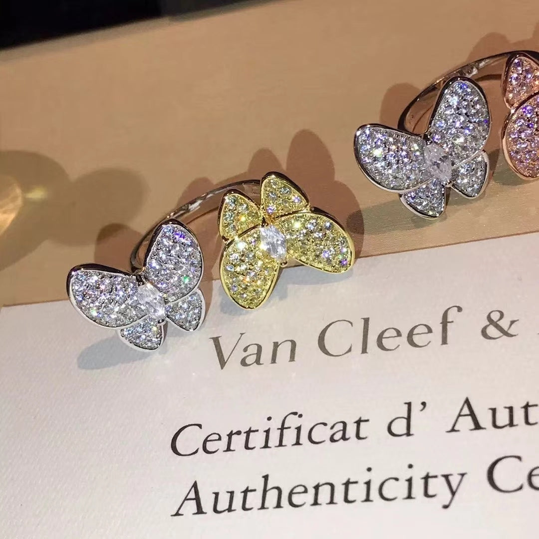 18K Celestial Two Butterfly Between the Finger Ring
