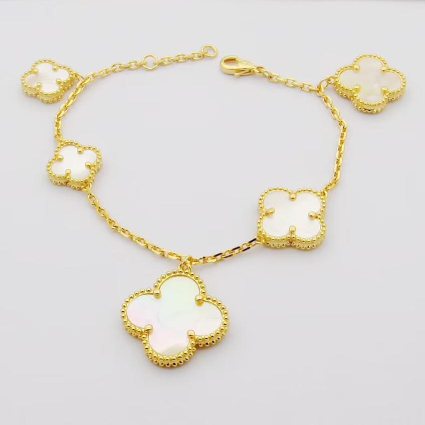 18K Magic Alhambra Five Pearls Motifs Bracelet