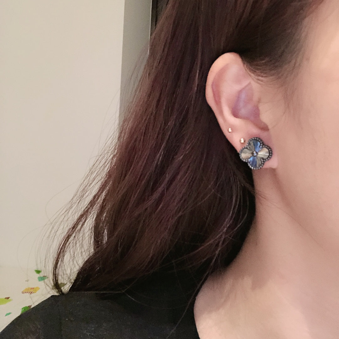 18K Celestial Vintage Alhambra Black Earrings