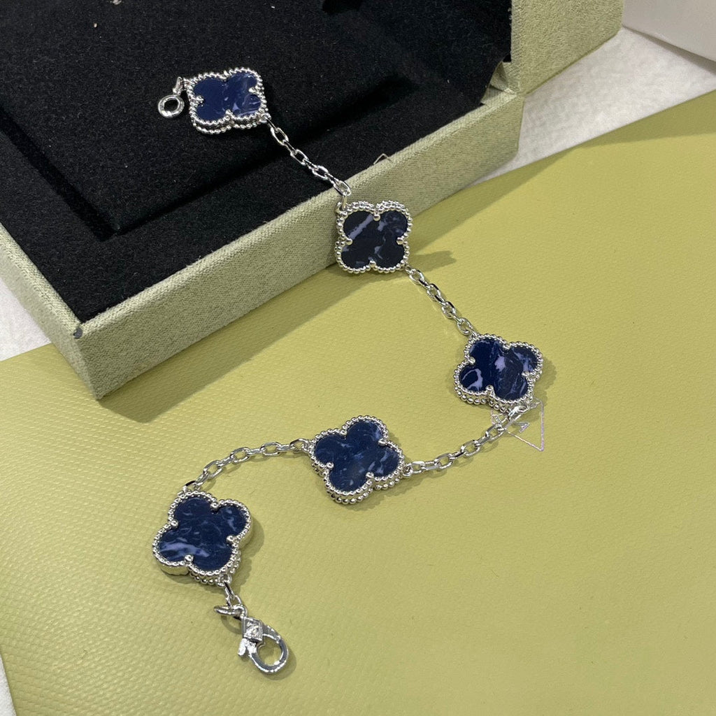18K Celestial Vintage Alhambra Crystal Blue Bracelet