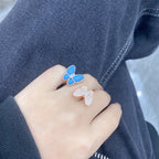 18K Celestial Two Butterfly Between the Finger Turquoise Ring