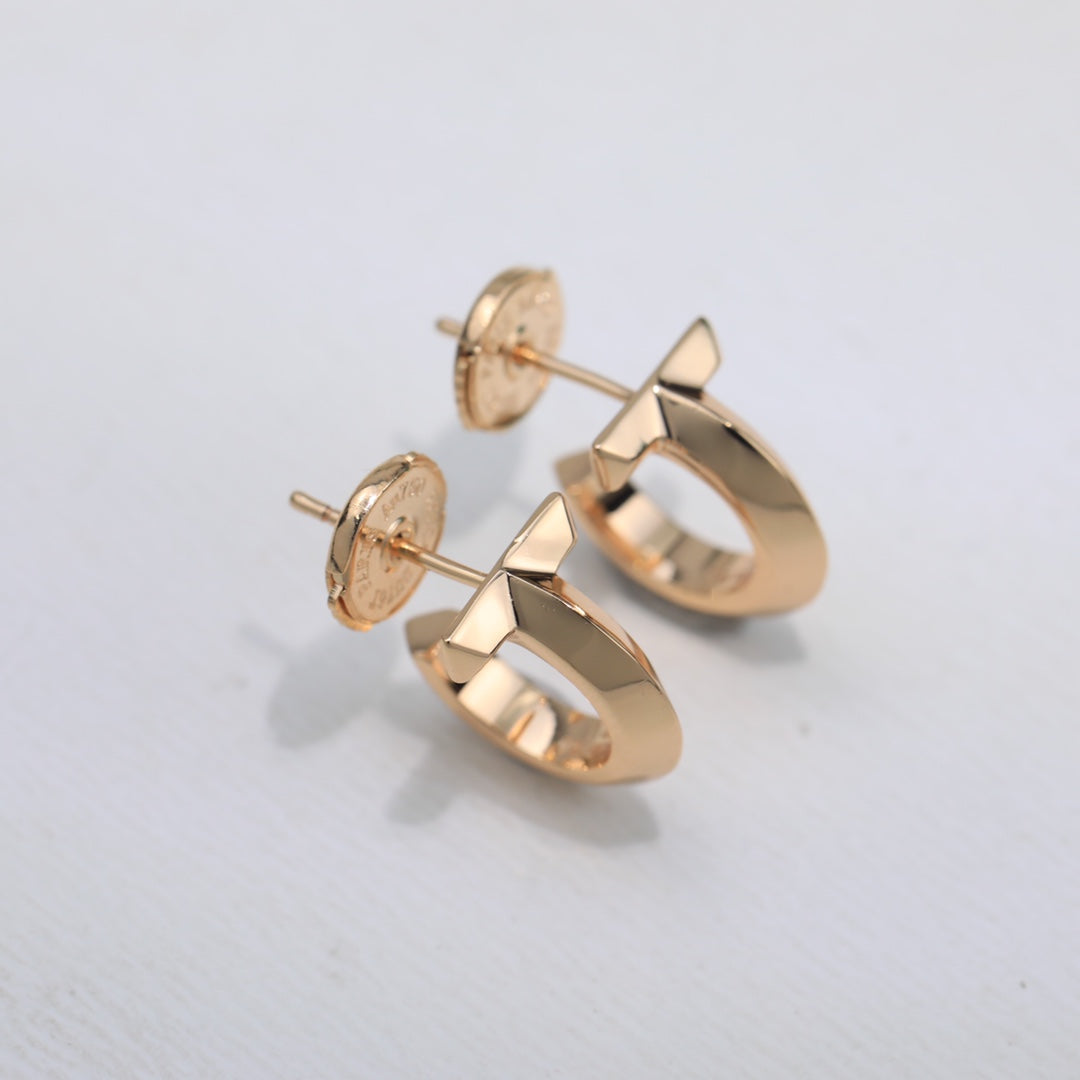 18K Celestial T Hoop Earrings
