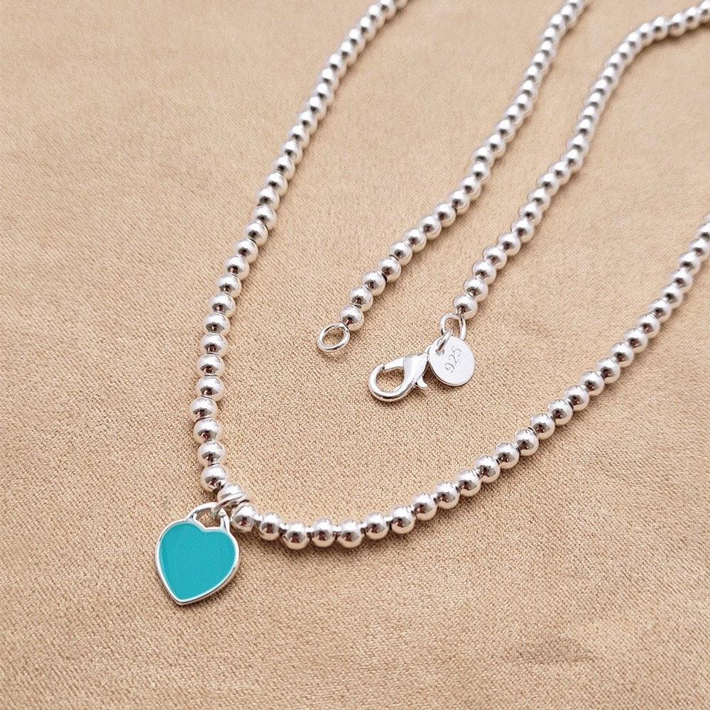 18K Celestial Return to T Heart Tag Bead Necklace
