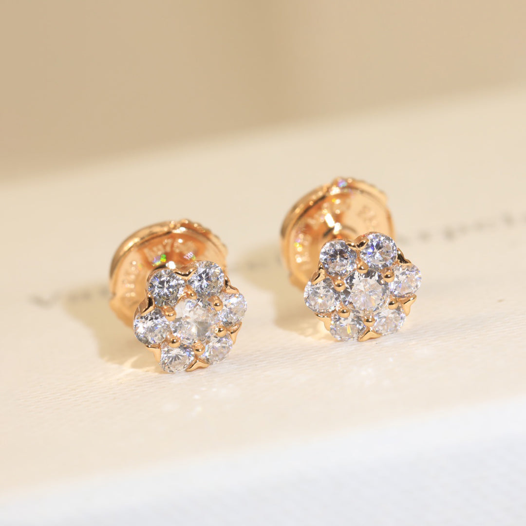 18K Celestial Flower Crystal Earrings