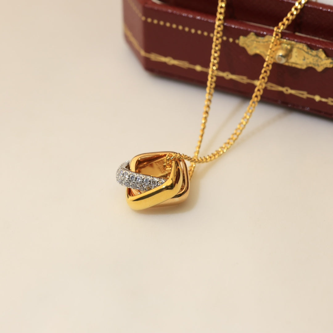 18K Celestial Trinity Cushion Diamond Necklace