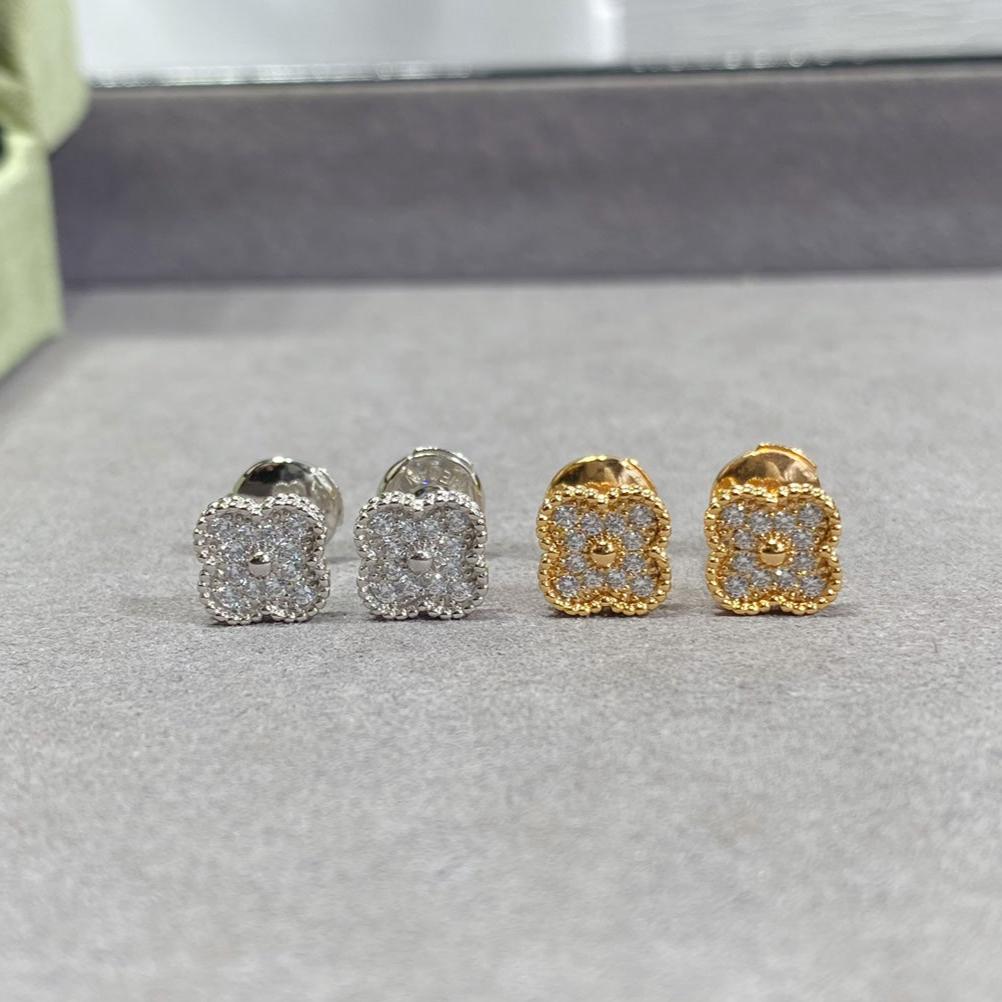 18K Celestial Vintage Alhambra Diamonds Earrings