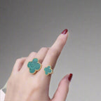 18K Celestial Magic Alhambra Malachite Clover Ring