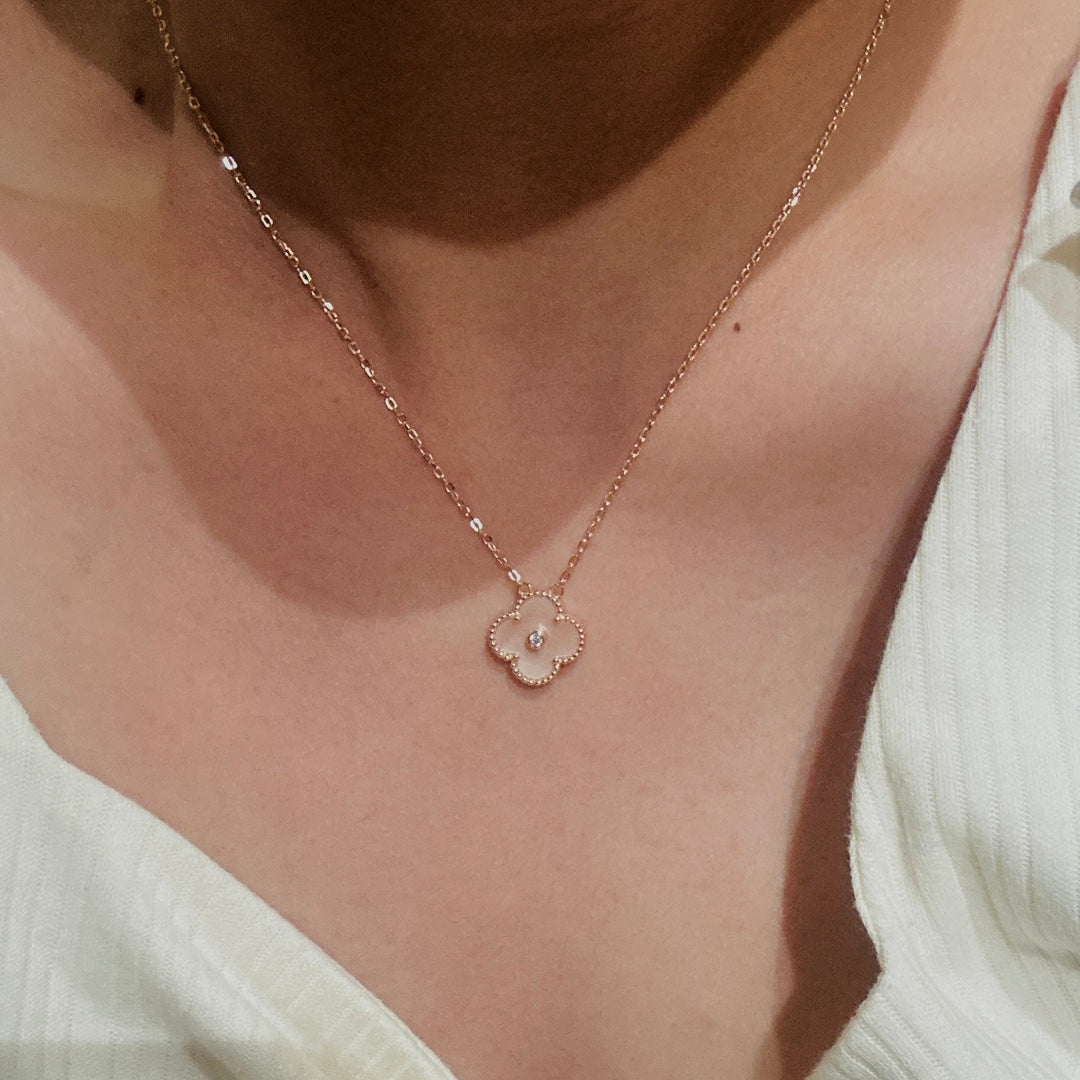 18K Celestial Sweet Alhambra Pink Clover Necklace
