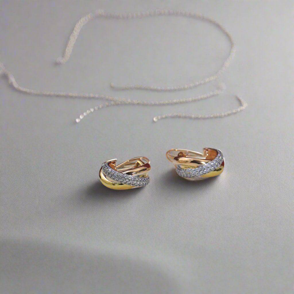18K Celestial Trinity Diamond Earrings