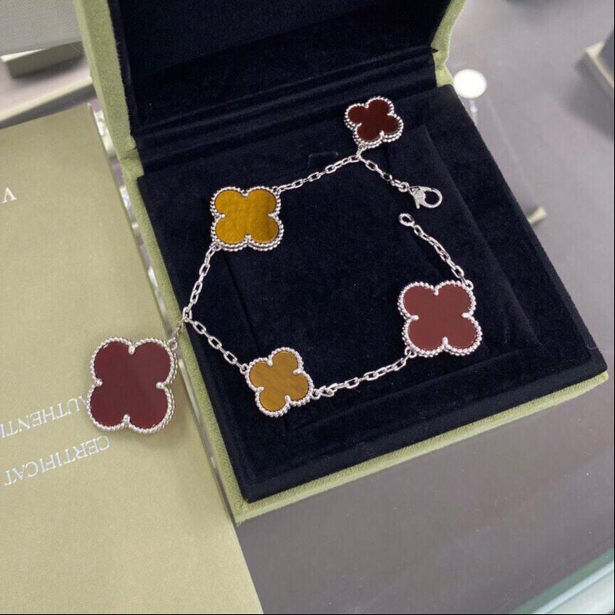 18K Celestial Lucky Carnelian and Tigers Eye Alhambra Bracelet