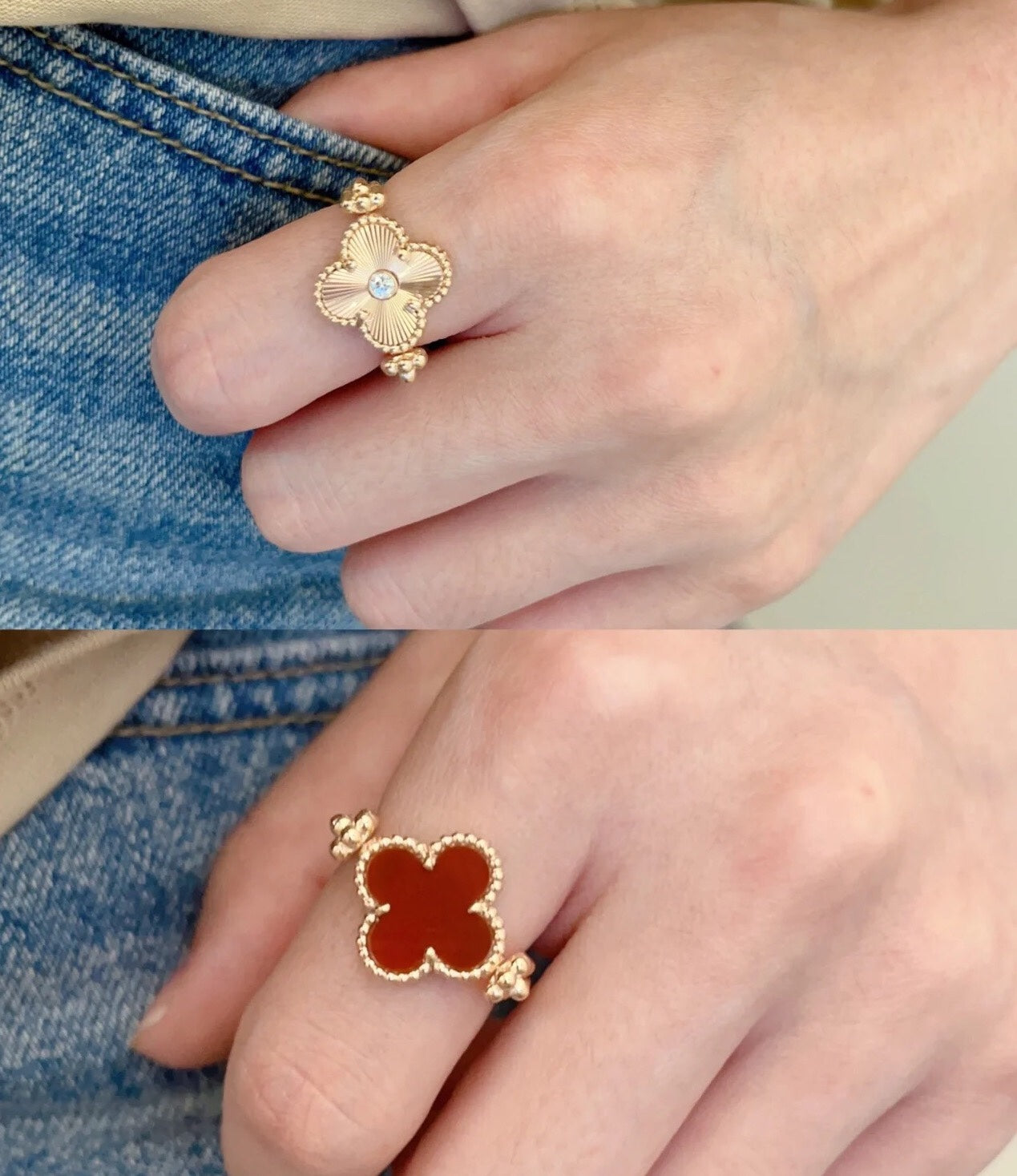 18K Celestial Vintage Alhambra Reversible Ring