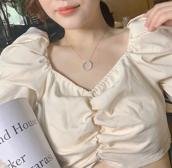 18K Celestial T Circle Diamonds Necklace