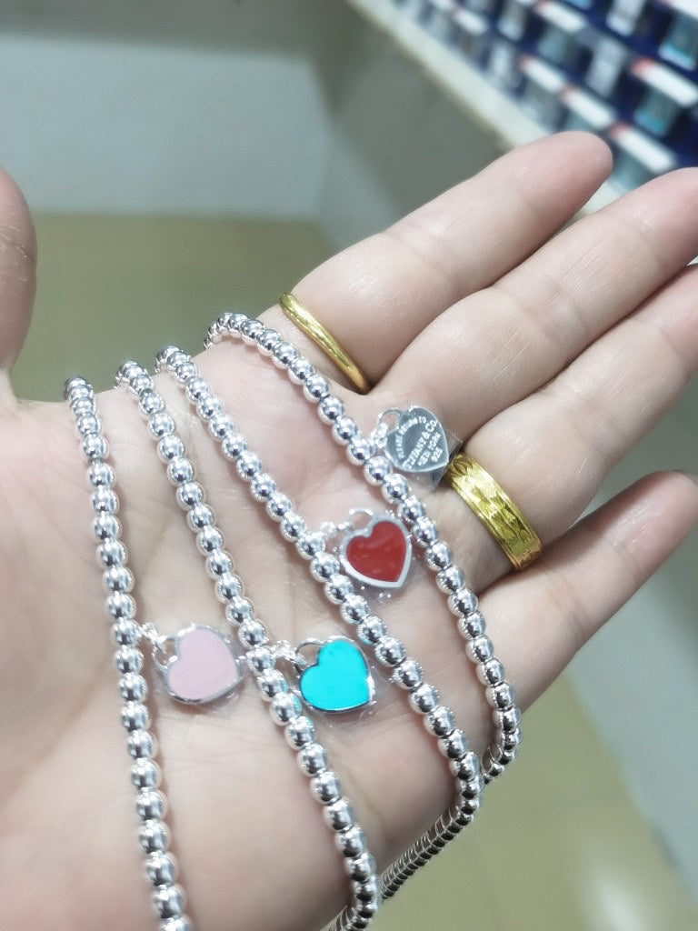 18K Celestial Return to T Heart Tag Bead Necklace