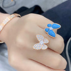 18K Celestial Two Butterfly Between the Finger Turquoise Ring