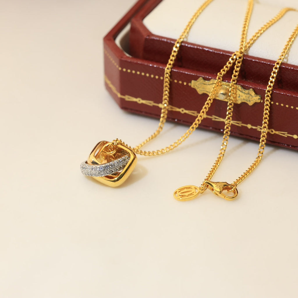 18K Celestial Trinity Cushion Diamond Necklace