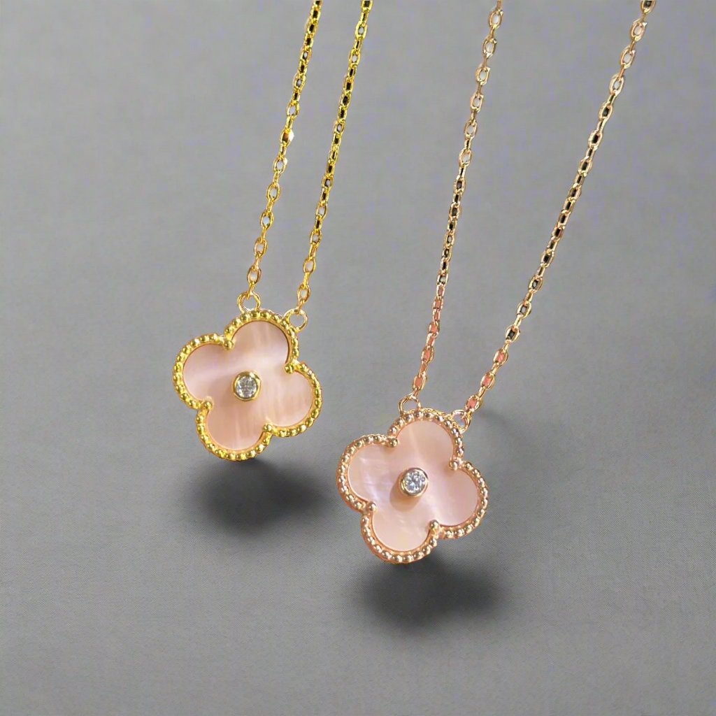 18K Celestial Sweet Alhambra Pink Clover Necklace