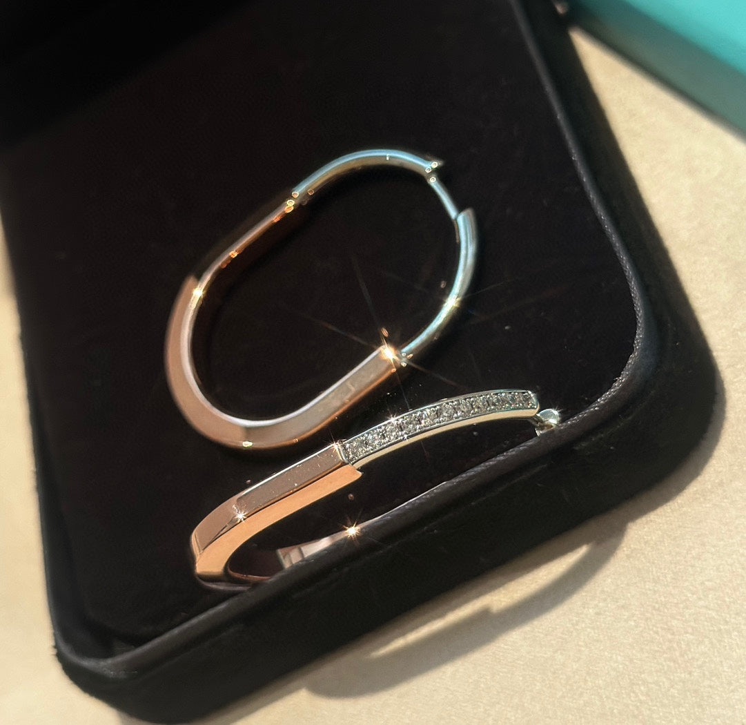 18K Celestial T Lock Diamond Earrings