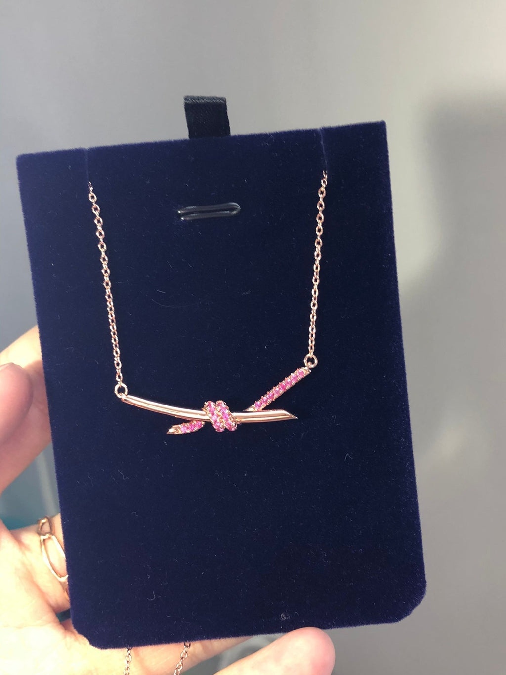 18K Celestial T Knot Pendant Diamond Necklace