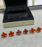 18K Celestial Vintage Alhambra Carnelian Earrings